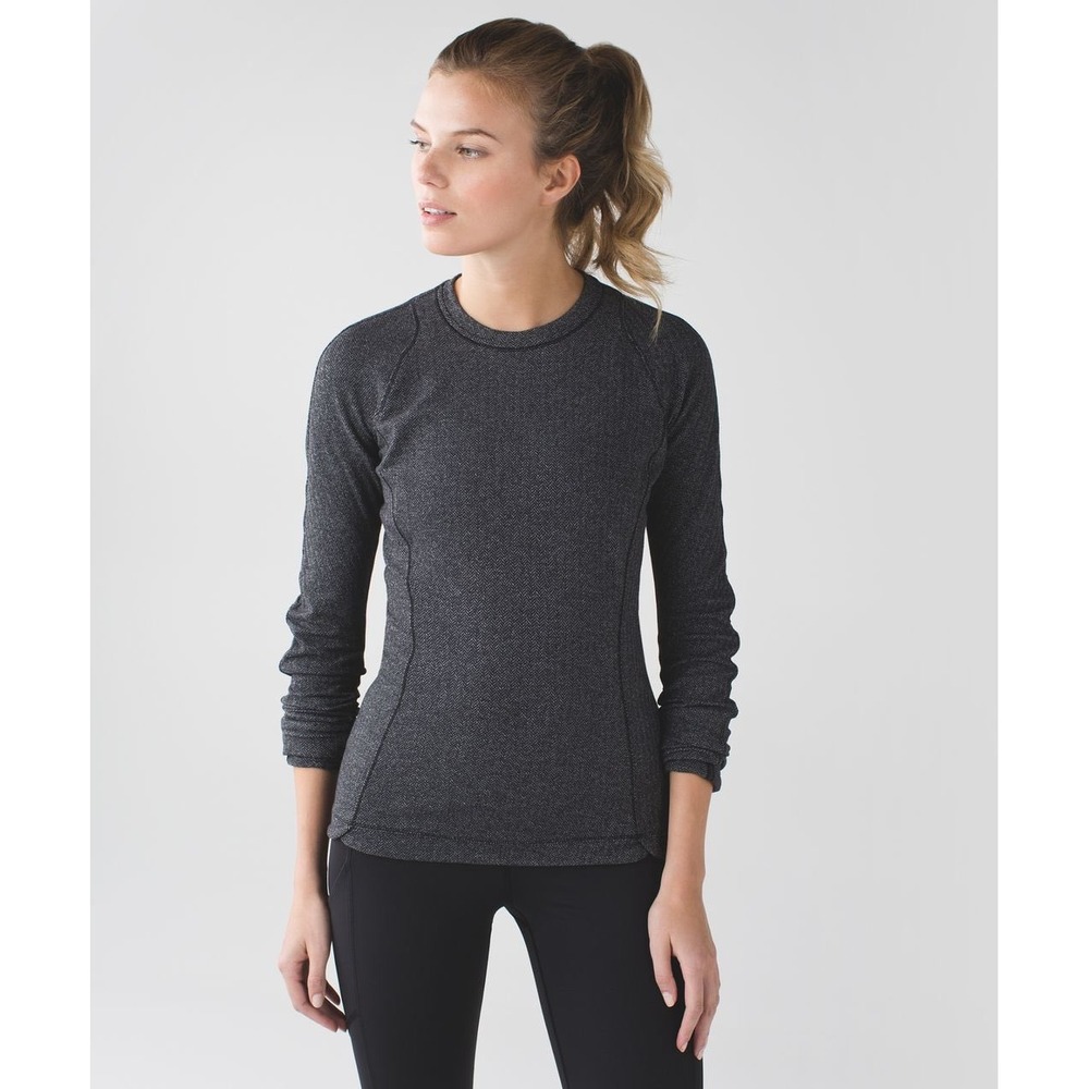 Lululemon Runderful Top Heathered Charcoal Grey Long Sleeve Running Shirt sz 6